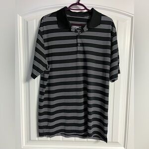 Nike Golf ‎ Black and white Striped collared Shirt